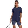 imageOFEEFAN Workout Tops for Women UPF 50 Breathable Quick Dry Loose Fit T Shirt Outdoor Yoga Running Hiking Gym Tee TopNavy