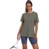 imageOFEEFAN Workout Tops for Women UPF 50 Breathable Quick Dry Loose Fit T Shirt Outdoor Yoga Running Hiking Gym Tee TopOlive Green