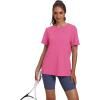 imageOFEEFAN Workout Tops for Women UPF 50 Breathable Quick Dry Loose Fit T Shirt Outdoor Yoga Running Hiking Gym Tee TopRose Pink