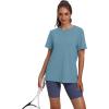 imageOFEEFAN Workout Tops for Women UPF 50 Breathable Quick Dry Loose Fit T Shirt Outdoor Yoga Running Hiking Gym Tee TopTurquoise