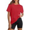 imageOFEEFAN Workout Tops for Women UPF 50 Breathable Quick Dry Loose Fit T Shirt Outdoor Yoga Running Hiking Gym Tee TopRed