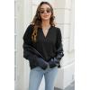 imageOFEEFAN Womens Pleated Puff Sleeve Tops Summer V Neck Tunic Shirts Loose Curved Hem Blouses Dressy Casual S3XL001black
