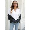imageOFEEFAN Womens Pleated Puff Sleeve Tops Summer V Neck Tunic Shirts Loose Curved Hem Blouses Dressy Casual S3XL002white