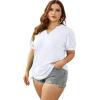 imageOFEEFAN Womens Pleated Puff Sleeve Tops Summer V Neck Tunic Shirts Loose Curved Hem Blouses Dressy Casual S3XL002white