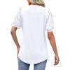 imageOFEEFAN Womens Pleated Puff Sleeve Tops Summer V Neck Tunic Shirts Loose Curved Hem Blouses Dressy Casual S3XL002white