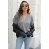 imageOFEEFAN Womens Pleated Puff Sleeve Tops Summer V Neck Tunic Shirts Loose Curved Hem Blouses Dressy Casual S3XL003grey