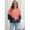 imageOFEEFAN Womens Pleated Puff Sleeve Tops Summer V Neck Tunic Shirts Loose Curved Hem Blouses Dressy Casual S3XL004coral