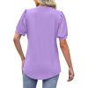 imageOFEEFAN Womens Pleated Puff Sleeve Tops Summer V Neck Tunic Shirts Loose Curved Hem Blouses Dressy Casual S3XL0050lavender