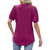 imageOFEEFAN Womens Pleated Puff Sleeve Tops Summer V Neck Tunic Shirts Loose Curved Hem Blouses Dressy Casual S3XL005purple