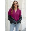 imageOFEEFAN Womens Pleated Puff Sleeve Tops Summer V Neck Tunic Shirts Loose Curved Hem Blouses Dressy Casual S3XL005purple
