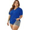 imageOFEEFAN Womens Pleated Puff Sleeve Tops Summer V Neck Tunic Shirts Loose Curved Hem Blouses Dressy Casual S3XL008royal Blue