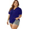 imageOFEEFAN Womens Pleated Puff Sleeve Tops Summer V Neck Tunic Shirts Loose Curved Hem Blouses Dressy Casual S3XL009navy Blue