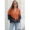 imageOFEEFAN Womens Pleated Puff Sleeve Tops Summer V Neck Tunic Shirts Loose Curved Hem Blouses Dressy Casual S3XL0101orange