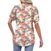 imageOFEEFAN Womens Pleated Puff Sleeve Tops Summer V Neck Tunic Shirts Loose Curved Hem Blouses Dressy Casual S3XLC21yellow Floral