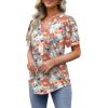 imageOFEEFAN Womens Pleated Puff Sleeve Tops Summer V Neck Tunic Shirts Loose Curved Hem Blouses Dressy Casual S3XLC21yellow Floral