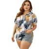 imageOFEEFAN Womens Pleated Puff Sleeve Tops Summer V Neck Tunic Shirts Loose Curved Hem Blouses Dressy Casual S3XLC22multi Teal