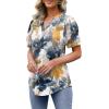 imageOFEEFAN Womens Pleated Puff Sleeve Tops Summer V Neck Tunic Shirts Loose Curved Hem Blouses Dressy Casual S3XLC22multi Teal
