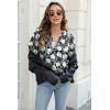 imageOFEEFAN Womens Pleated Puff Sleeve Tops Summer V Neck Tunic Shirts Loose Curved Hem Blouses Dressy Casual S3XLC23black Floral