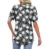 imageOFEEFAN Womens Pleated Puff Sleeve Tops Summer V Neck Tunic Shirts Loose Curved Hem Blouses Dressy Casual S3XLC23black Floral