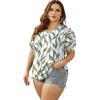 imageOFEEFAN Womens Pleated Puff Sleeve Tops Summer V Neck Tunic Shirts Loose Curved Hem Blouses Dressy Casual S3XLC241white Print
