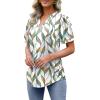 imageOFEEFAN Womens Pleated Puff Sleeve Tops Summer V Neck Tunic Shirts Loose Curved Hem Blouses Dressy Casual S3XLC241white Print