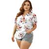 imageOFEEFAN Womens Pleated Puff Sleeve Tops Summer V Neck Tunic Shirts Loose Curved Hem Blouses Dressy Casual S3XLC24white Floral