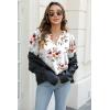 imageOFEEFAN Womens Pleated Puff Sleeve Tops Summer V Neck Tunic Shirts Loose Curved Hem Blouses Dressy Casual S3XLC24white Floral