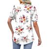 imageOFEEFAN Womens Pleated Puff Sleeve Tops Summer V Neck Tunic Shirts Loose Curved Hem Blouses Dressy Casual S3XLC24white Floral