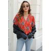 imageOFEEFAN Womens Pleated Puff Sleeve Tops Summer V Neck Tunic Shirts Loose Curved Hem Blouses Dressy Casual S3XLC25red Floral