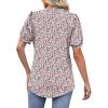 imageOFEEFAN Womens Pleated Puff Sleeve Tops Summer V Neck Tunic Shirts Loose Curved Hem Blouses Dressy Casual S3XLC27pink Flower