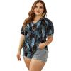 imageOFEEFAN Womens Pleated Puff Sleeve Tops Summer V Neck Tunic Shirts Loose Curved Hem Blouses Dressy Casual S3XLC29firefly Blue