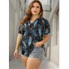 imageOFEEFAN Womens Pleated Puff Sleeve Tops Summer V Neck Tunic Shirts Loose Curved Hem Blouses Dressy Casual S3XLC29firefly Blue