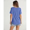 imageOFEEFAN Womens Summer Tops 2025 Trendy Short Sleeve Shirts Smocked Crewneck TeeDblue