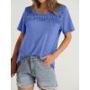 imageOFEEFAN Womens Summer Tops 2025 Trendy Short Sleeve Shirts Smocked Crewneck TeeDblue