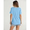 imageOFEEFAN Womens Summer Tops 2025 Trendy Short Sleeve Shirts Smocked Crewneck TeeDlight Blue