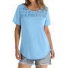 imageOFEEFAN Womens Summer Tops 2025 Trendy Short Sleeve Shirts Smocked Crewneck TeeDlight Blue