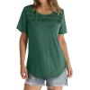 imageOFEEFAN Womens Summer Tops 2025 Trendy Short Sleeve Shirts Smocked Crewneck TeeGreen