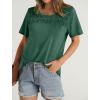 imageOFEEFAN Womens Summer Tops 2025 Trendy Short Sleeve Shirts Smocked Crewneck TeeGreen