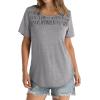 imageOFEEFAN Womens Summer Tops 2025 Trendy Short Sleeve Shirts Smocked Crewneck TeeGrey