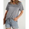 imageOFEEFAN Womens Summer Tops 2025 Trendy Short Sleeve Shirts Smocked Crewneck TeeGrey