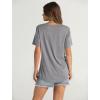 imageOFEEFAN Womens Summer Tops 2025 Trendy Short Sleeve Shirts Smocked Crewneck TeeGrey
