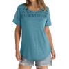 imageOFEEFAN Womens Summer Tops 2025 Trendy Short Sleeve Shirts Smocked Crewneck TeeGrey Green
