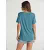 imageOFEEFAN Womens Summer Tops 2025 Trendy Short Sleeve Shirts Smocked Crewneck TeeGrey Green