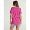 imageOFEEFAN Womens Summer Tops 2025 Trendy Short Sleeve Shirts Smocked Crewneck TeeHot Pink