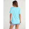 imageOFEEFAN Womens Summer Tops 2025 Trendy Short Sleeve Shirts Smocked Crewneck TeeLake Green