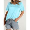 imageOFEEFAN Womens Summer Tops 2025 Trendy Short Sleeve Shirts Smocked Crewneck TeeLake Green