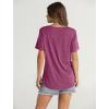 imageOFEEFAN Womens Summer Tops 2025 Trendy Short Sleeve Shirts Smocked Crewneck TeeMaroon
