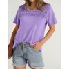 imageOFEEFAN Womens Summer Tops 2025 Trendy Short Sleeve Shirts Smocked Crewneck TeePurple
