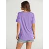 imageOFEEFAN Womens Summer Tops 2025 Trendy Short Sleeve Shirts Smocked Crewneck TeePurple