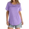 imageOFEEFAN Womens Summer Tops 2025 Trendy Short Sleeve Shirts Smocked Crewneck TeePurple
